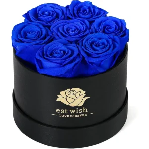 2026 Customized Logo Blue Mother's Day and Birthday Party Hugging Bucket Artificial Soap Flower Theme Store Preserved Rose