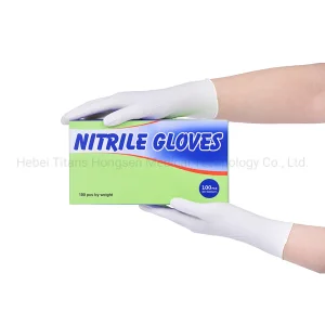 Titanfine Special Design Widely Used Oil Resistant Biodegradable Disposable White Gloves Nitrile