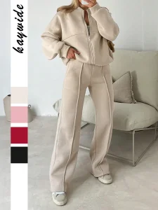Streetwear 2025 Tracksuits for Women Breathable Custom Zipper Sweatshirt and Flared Pants Two Piece Set Women Clothing