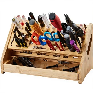 Modern Bamboo Workbench Stand Organizer
