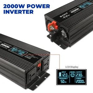 Inversor de DC a AC 12V 2000W Inversor para coche eléctrico Almacenamiento de energía solar Batería LiFePO4 Inversor de potencia para el hogar