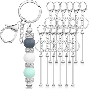 High End Beadable Keychain Set DIY Blank Metal Keyring Bars