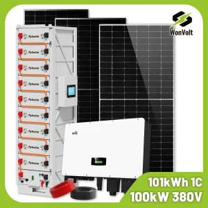 Wonvolt Residential Energy Storage System 100kw 150kw 200kw Solar Power System with 150kwh Outdoor Battery Cabinet