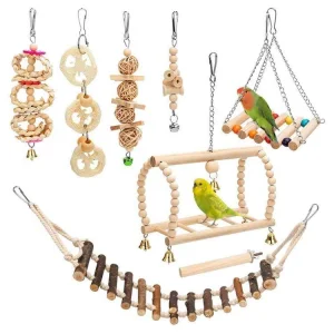 Conjunto de Poleiro de Madeira