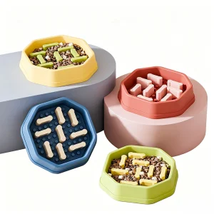 Adjustable Difficulty Slow Feeder Bowl Anti Choking Anti Tipping Interactive Pet Feeding Bowl for Dogs Cats to Slow Down Eating