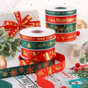 2025 Christmas Ribbon Flower Decorated Cake Bundle Christmas Gift Packaging, Handcrafted Bow Gilded Ribbon