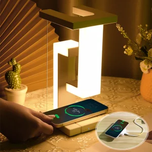 Modern Magnetic Levitation Desk Lamp Floating LED With DC 5V Eye Caring Wireless Charger Touch Control Night Light