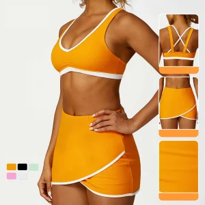Roupas de Yoga Vestuário de Fitness Saia de Tênis de Cintura Alta Roupas de Yoga Roupas de Esporte Fitness para Academia Roupas de Atividade Roupas de Treino
