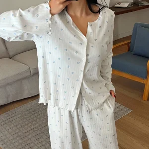 Custom long sleeve pajamas cotton sleepwear