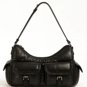 Women Black Quilted Hobo Shoulder Bag