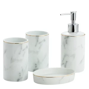 Cheap Luxury Marble-Patterned Ceramic Bathroom 4-Piece Set Factory, Companies