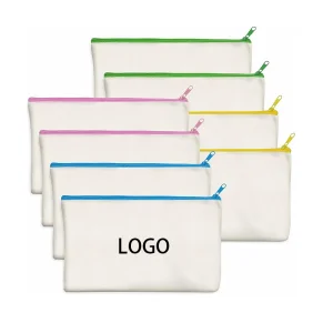 Fashion Letter Eco-Friendly Pencil Case Cosmetic Bag Zipper Closure Cotton Canvas Material For Makeup Travel Stationery Storage