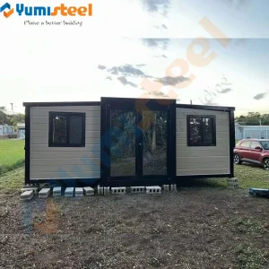 Edificio modular de acero prefabricado expandible móvil, casa pequeña prefabricada tipo villa