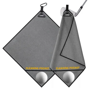 EM High Quality Microfiber Magnetic Golf Accessories Towel with Clip Cleaning Pocket Super Absorbent for Golf Bag Club Cart