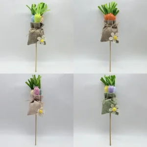 Wholesale Colorful Easter Carrot Burlap Bag Picks