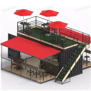 تصميم جميل للحاويات 20FT بار حاوية مقهى محمول مسبق الصنع