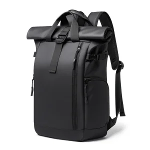 Ergonomic Unisex Black Nylon Business Travel Laptop Backpack 17-Inch Waterproof Design Polyester Lining Air Cushion Straps