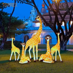 Toprex Resin Simulation Giraffe Sculpture Decorative Light Outdoor Waterproof LED Lighting