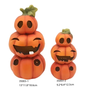 Cheap Two-Layer Pumpkin with Skull Faces and White Skull Head – Halloween Ceramic Figurine HDFS7685 Manufacturers, Supplier