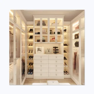 Customized Wooden New Modern Luxury U Shaped Walk in Wardrobe