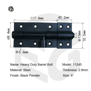 6" Industrial Barrel Bolt