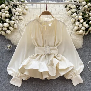 Blusa de Manga Longa com Renda