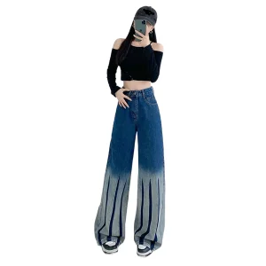 Calças de Denim Femininas Batik