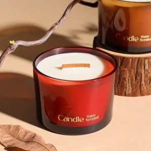 Artisan Amber Scented Candle 400g Red Wax with Hot Stamping