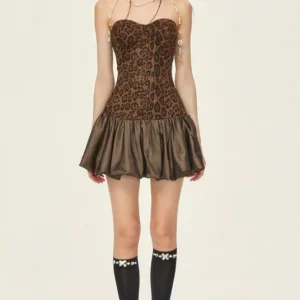 Casual Leopard Print Summer Mini Dress