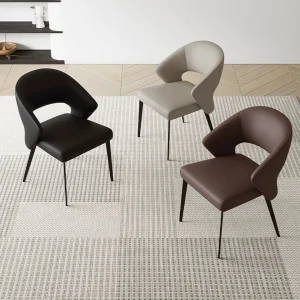 High-back Hotel Restaurant Designer Metal Italian Nordic Leather Eco-Friendly Durable Outdoor Dining Chairs Modern Luxury Chairs
