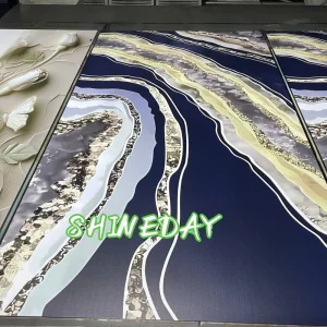 Factory High Glossy Flexible Wall Cladding PVC Panel Gilding UV Marble Sheet for Interior Bathroom Decoration