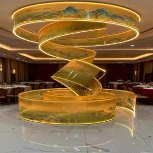 Custom Ribbon Ceiling Chandelier LED Light Strip