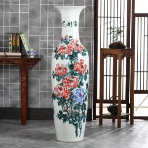 Factory High Quality Large Size Vase Antique Classic Home Decoration Flower Pattern Giant Ceramic Floor Vase Planter Pot for Home Hotel Hall Wholesale Price