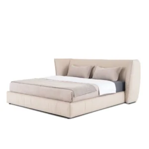 Cama de roble duradero tapizado claro