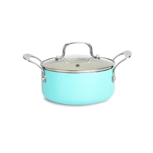 Minimalist Design Pressed Aluminum Cookware Universal for Home Stockpots Stoves and Induction Cooktops with Glass Lid 16*7cm