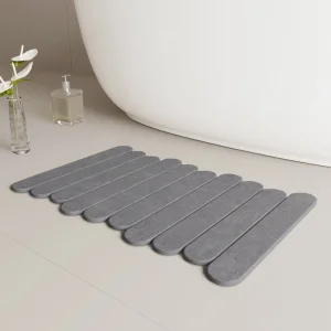 Bath Non-Slip Stone Bath Wave Edge Mat Quick Dry Bath Mat for Bathroom