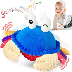 Baby Toys 6-12 Months, Musical Crawling Crab Plush Toy - 40 Songs & Recording Feature