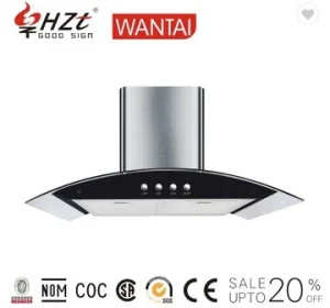 Kitchen Appliance Electric Products Curved Glass Push Button Island Chimney Range Hood