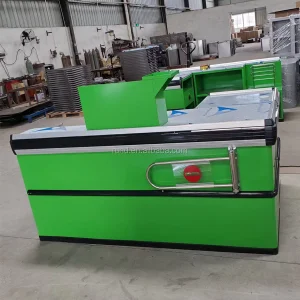 Steel Cash Register Checkout Counters for Supermarket and Retail Store Use with Corner Rack
