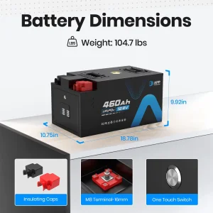 POWER Pack 12V 460Ah LiFePO4 RV Battery Low Temp Cutoff APP Monitoring Built-in 250A BMS 3200W Load 5880Wh Usable Energy 5000+