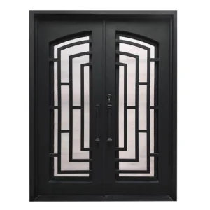 New Front Design Exterior Wrought Iron Entrance Double Steel Security Metal Doors