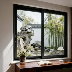Ventana deslizante de aluminio con vidrio templado esmerilado de alta seguridad