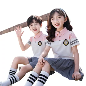 Uniforme escolar de verano para niños, de manga corta y corto