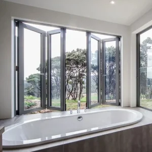 Modern Folding Windows New Design Double Glazed Glass Aluminum Alloy Frame Sliding Bi-Fold Glass Window