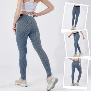 Women Ribbed Full Length Sports Leggings Polyester