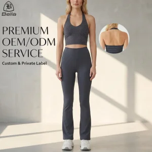 Custom Striped Halter Sports Bra & Yoga Leggings Set