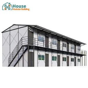 Custom two-story dark-colored K-shaped prefabricated house