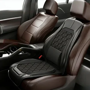 Universal Leather Car Heated Seat Cushion Graphene Technology Massage | Warm Keeping Lumbar Heater for Winter Driving Comfort