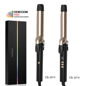 PRITECH New LED Ceramic Coated Barrel Curling Hair Iron Professional Curling Wand Electric Hair Curler