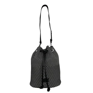 China Black & White Striped Bucket Bag